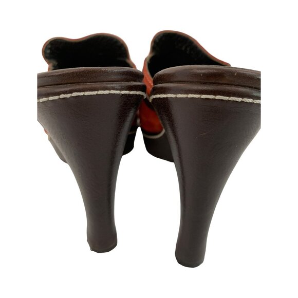Coach Cleo Red Suede High Heel Mule Shoe Size 6.5M Platform 7938 Buckle Italy - Picture 5 of 9